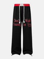Slogan Print Straight Leg Baggy Sweatpants