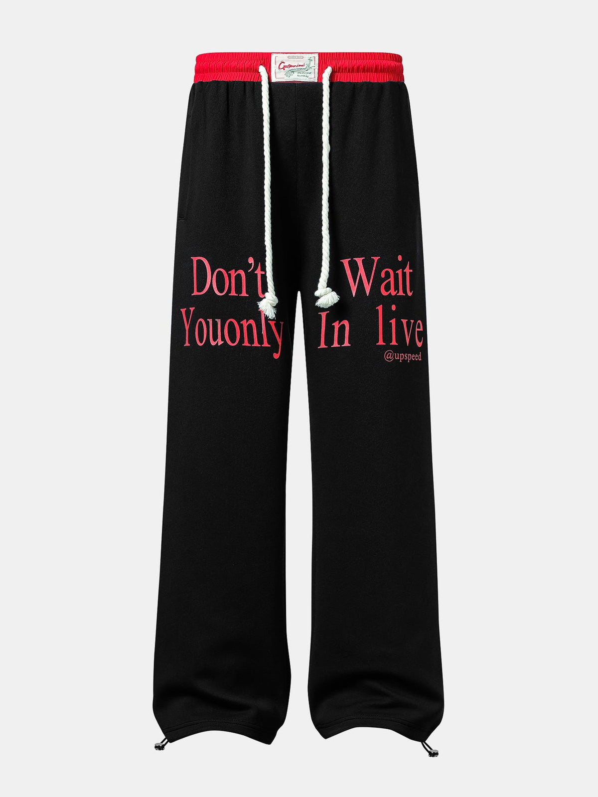 Slogan Print Straight Leg Baggy Sweatpants