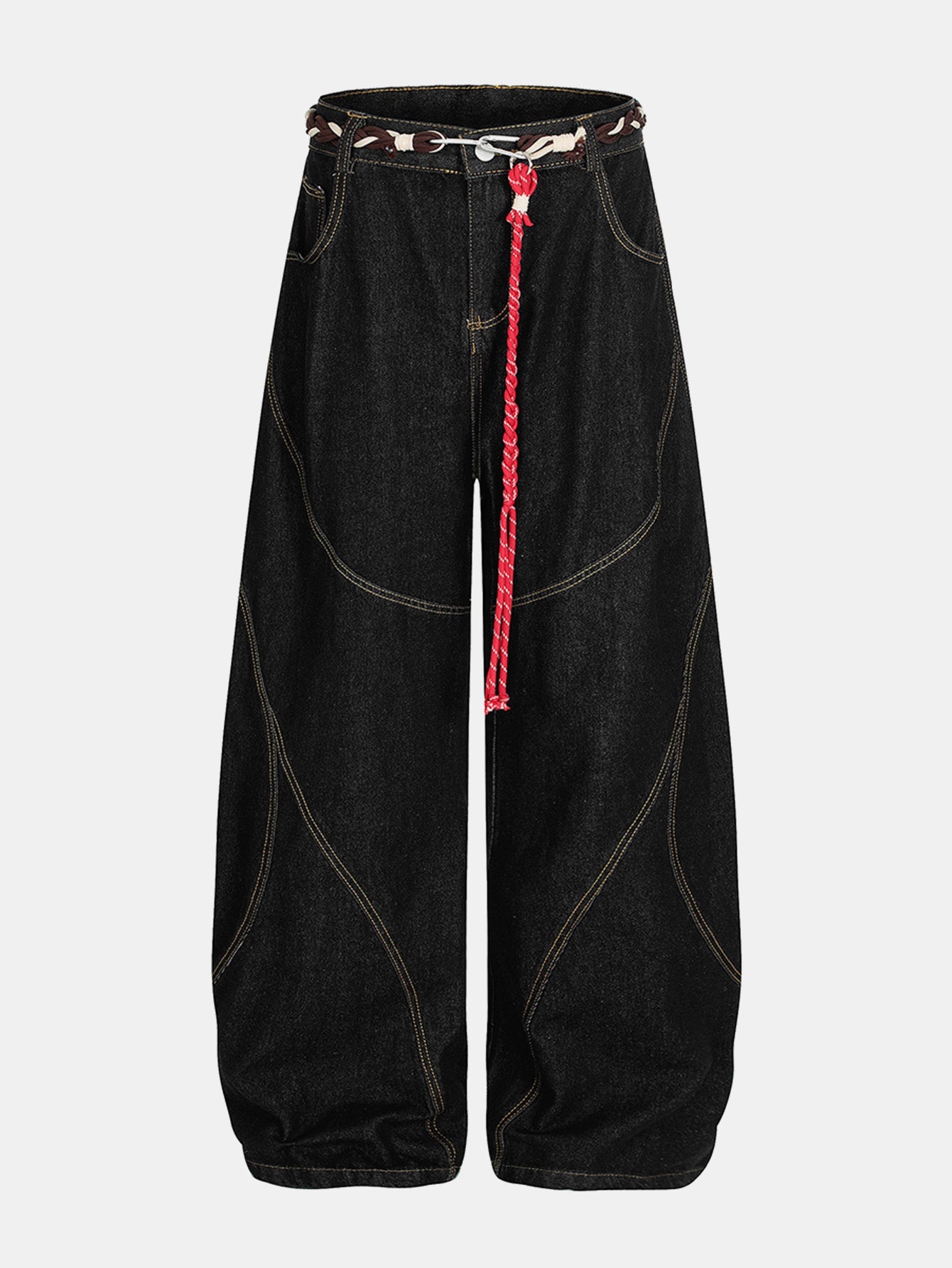 Washed Distressed Denim Baggy Pants