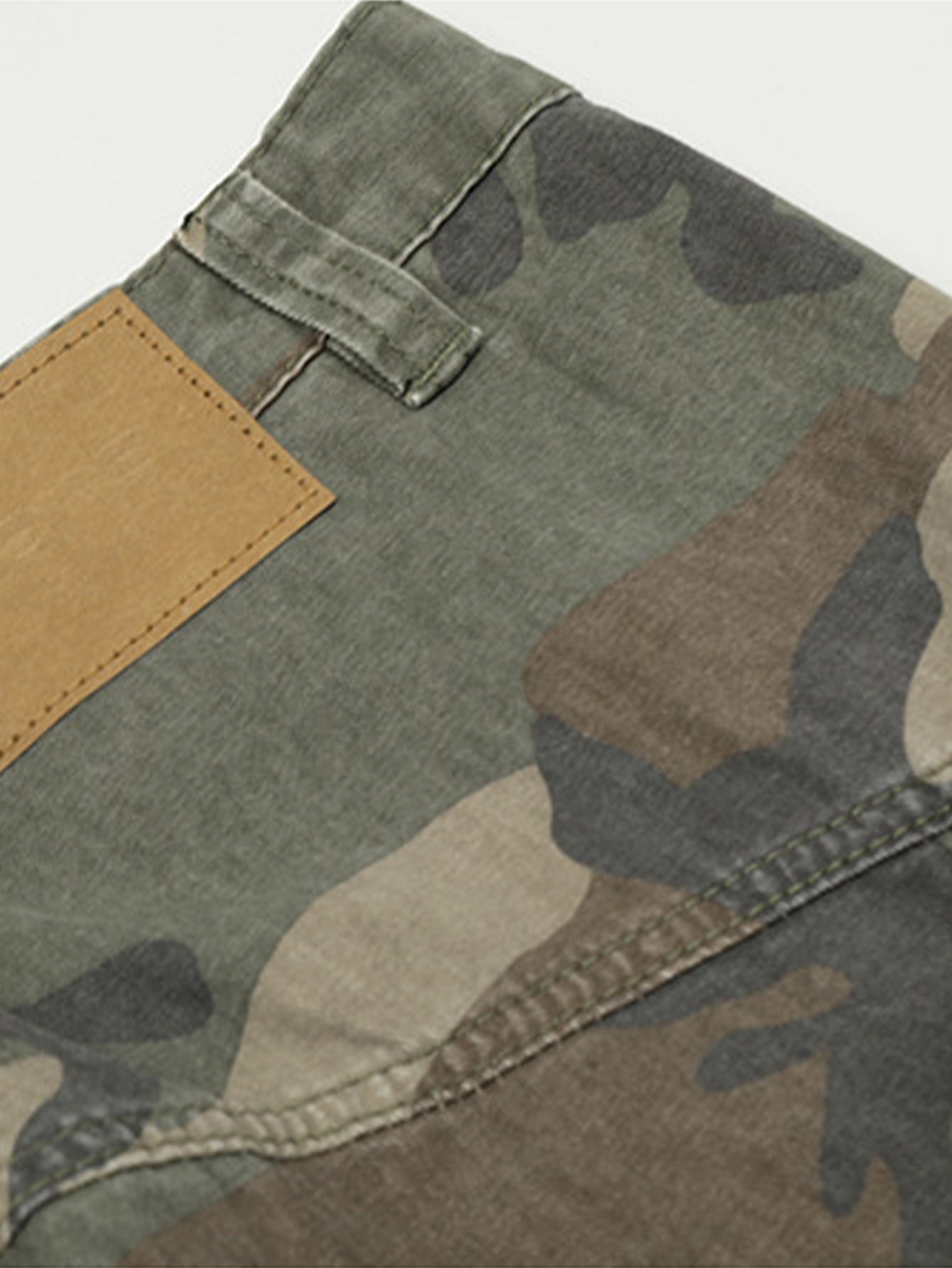 Camouflage Washed Distressed Denim Baggy Pants
