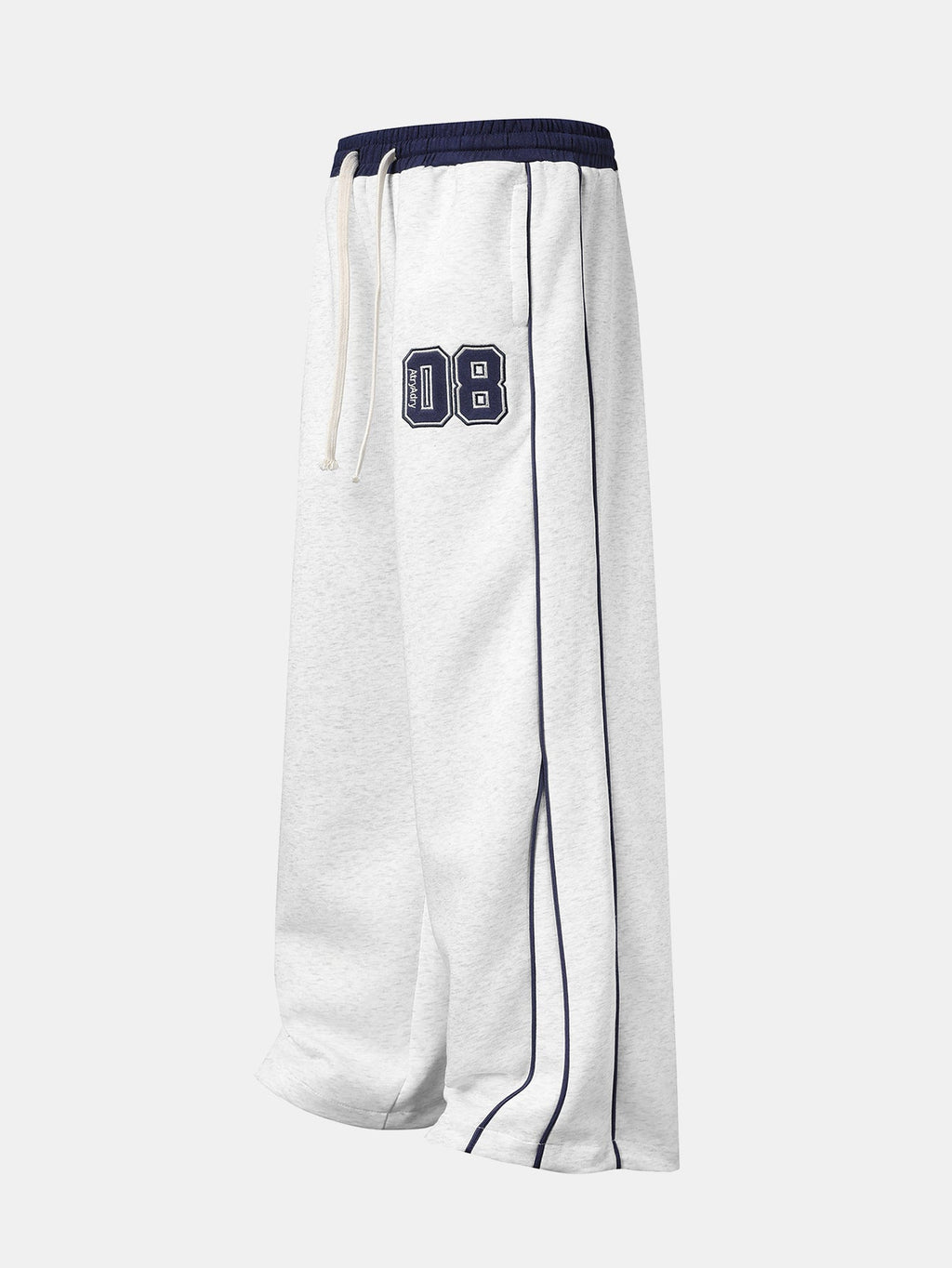 Number Print Wide-Leg Baggy Sweatpants