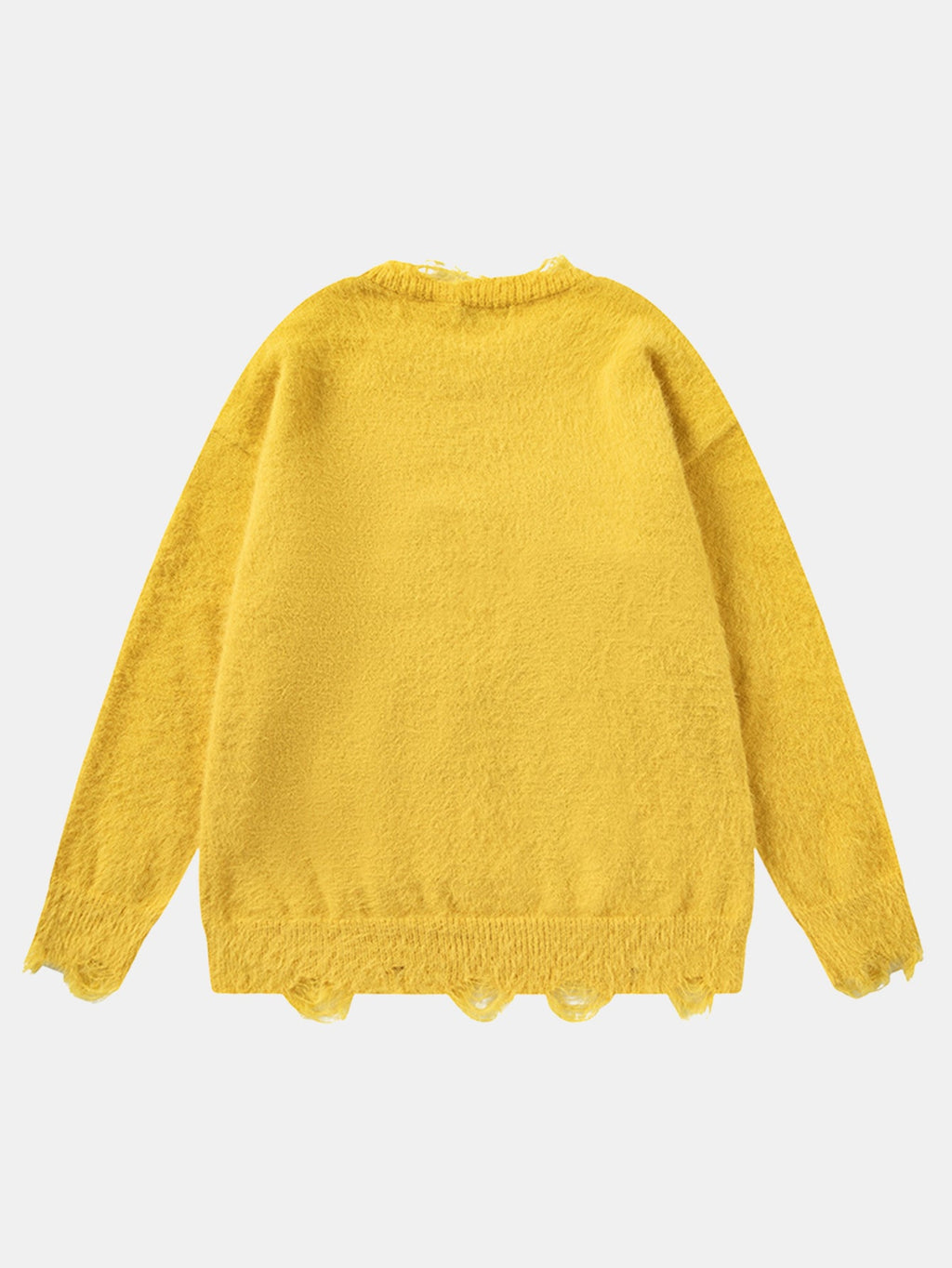 Cat Printed Distressed Knit Sweater