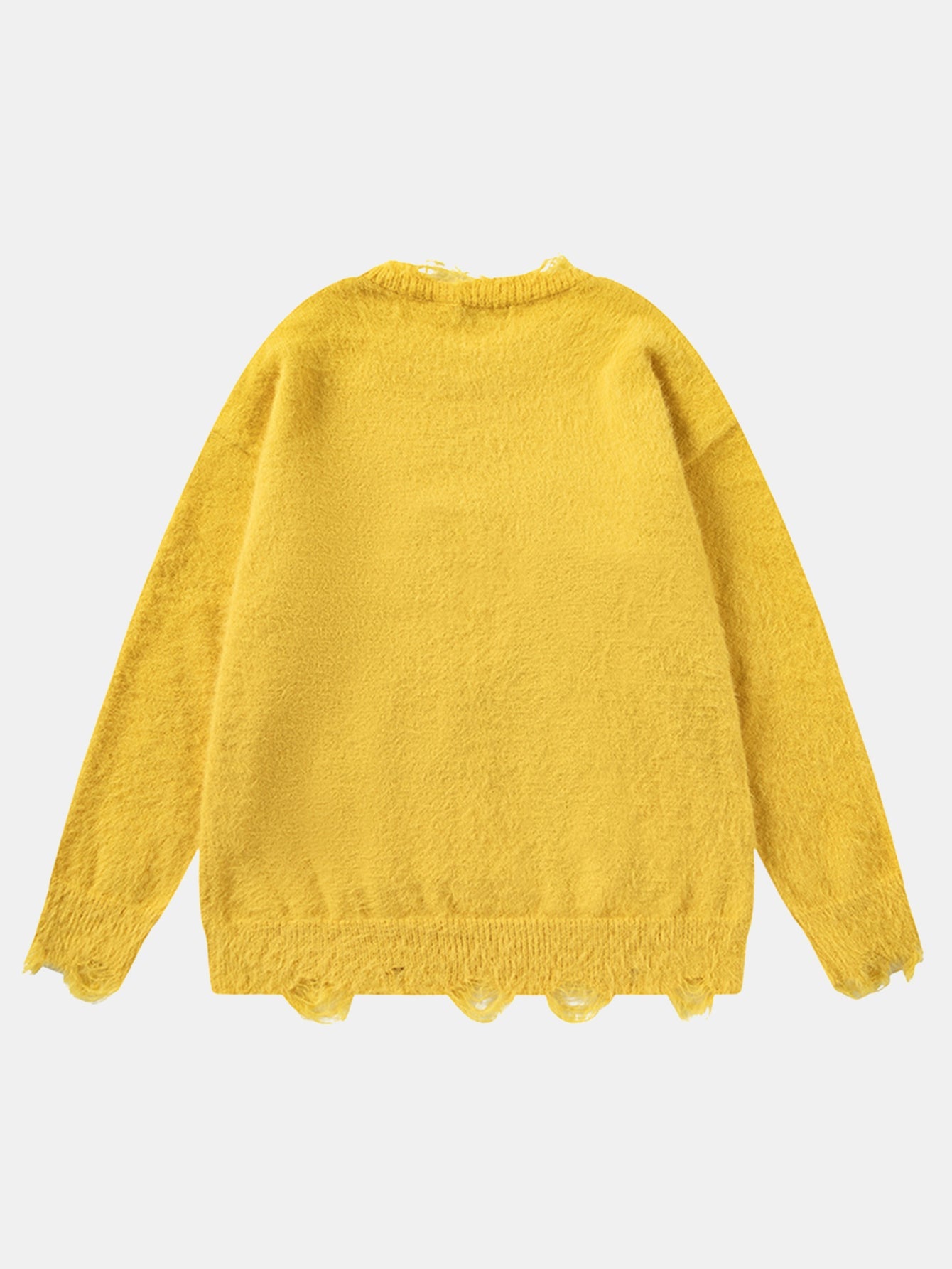 Cat Printed Distressed Knit Sweater
