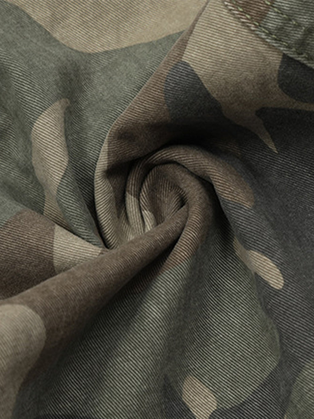 Camouflage Washed Distressed Denim Baggy Pants