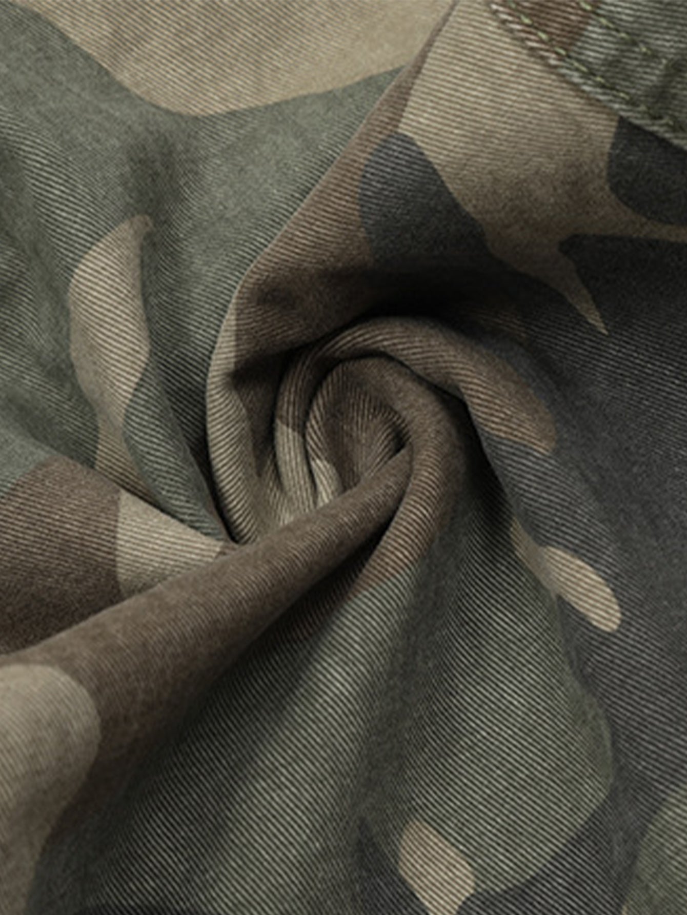 Camouflage Washed Distressed Denim Baggy Pants