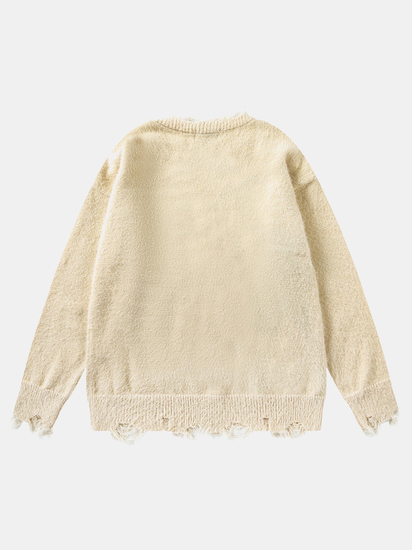 Cat Printed Distressed Knit Sweater