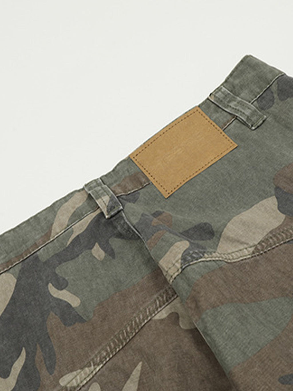 Camouflage Washed Distressed Denim Baggy Pants