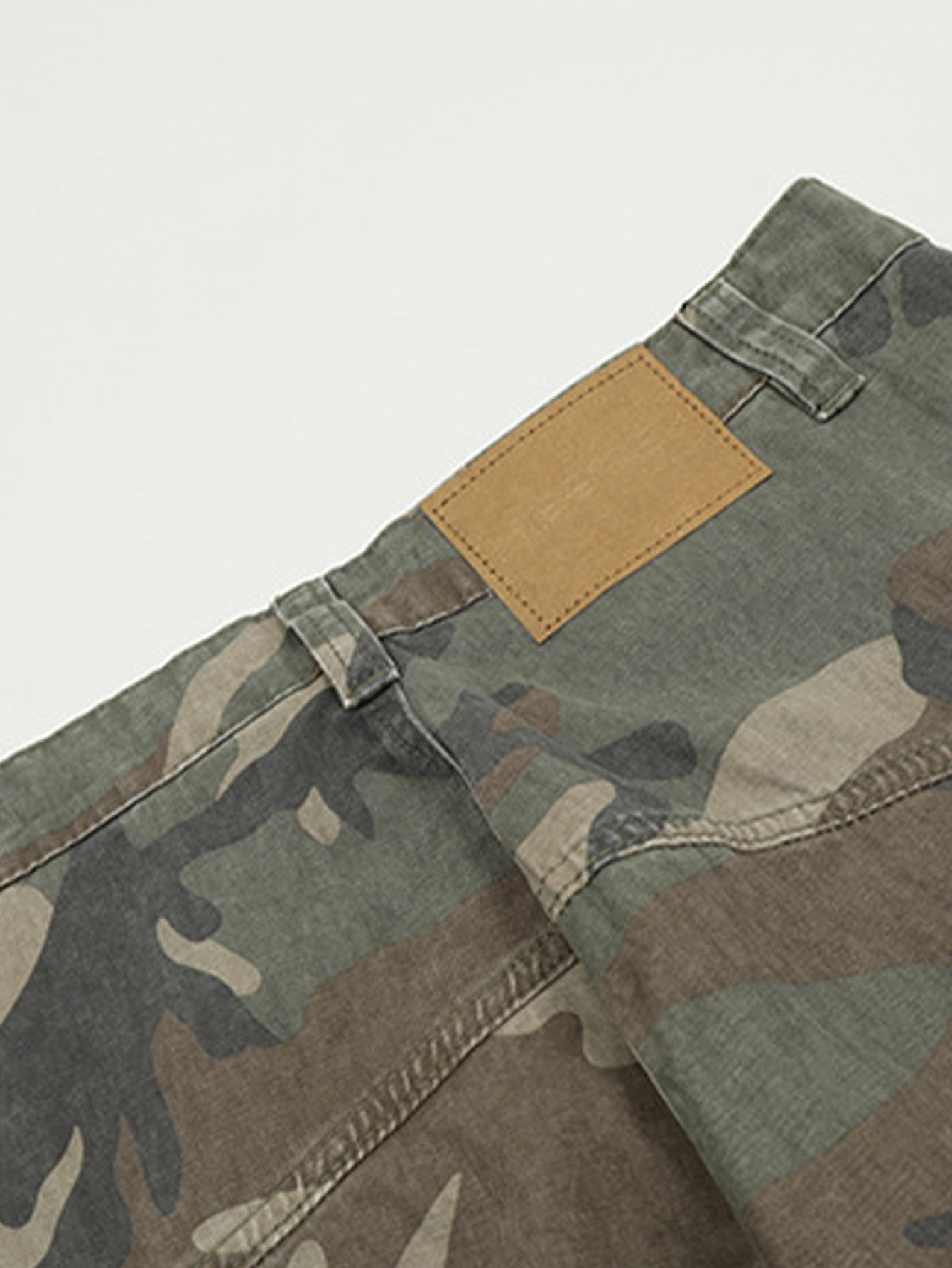 Camouflage Washed Distressed Denim Baggy Pants