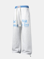 Slogan Print Straight Leg Baggy Sweatpants
