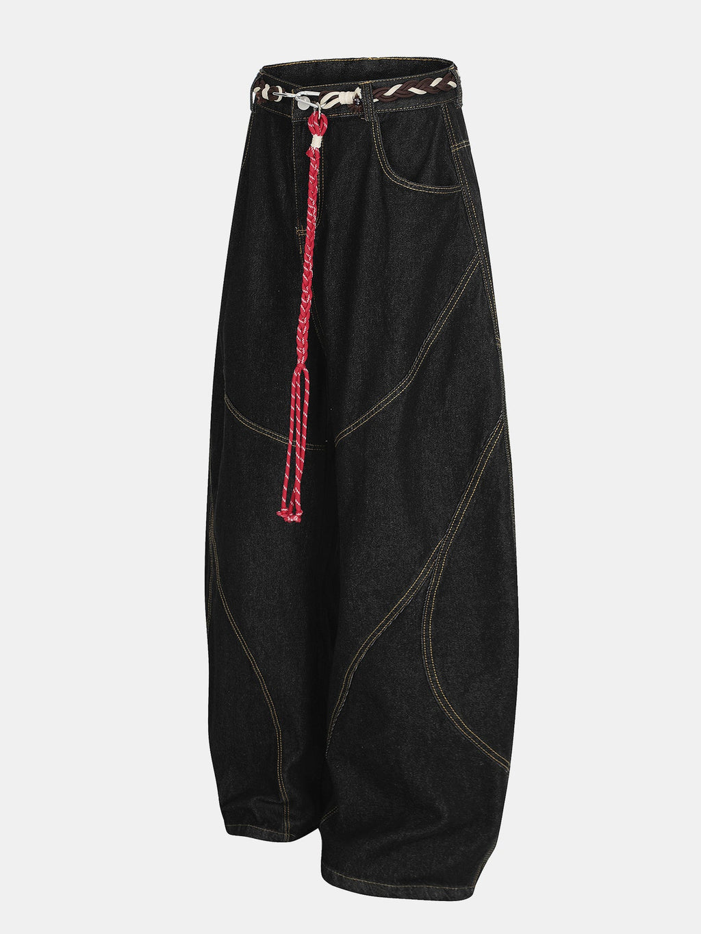 Washed Distressed Denim Baggy Pants