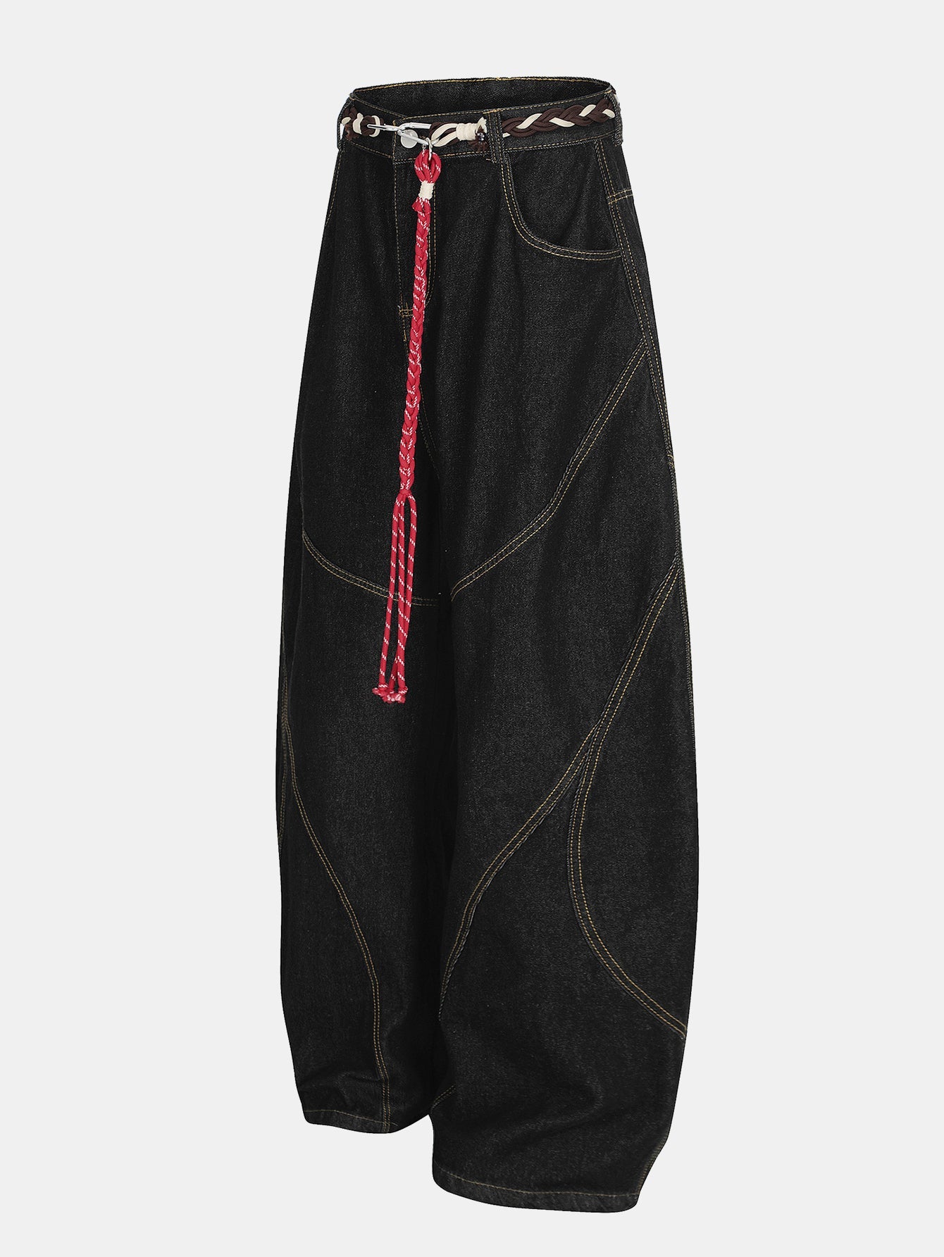 Washed Distressed Denim Baggy Pants