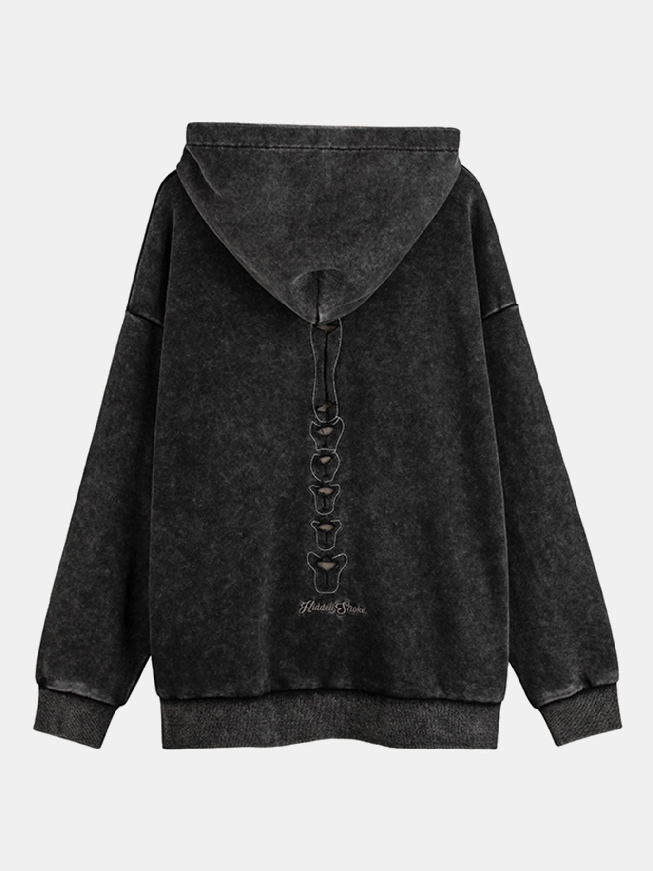 Oversize Skeleton Washed Distressed Hoodie