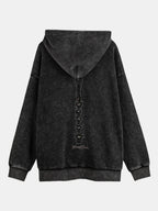 Oversize Skeleton Washed Distressed Hoodie