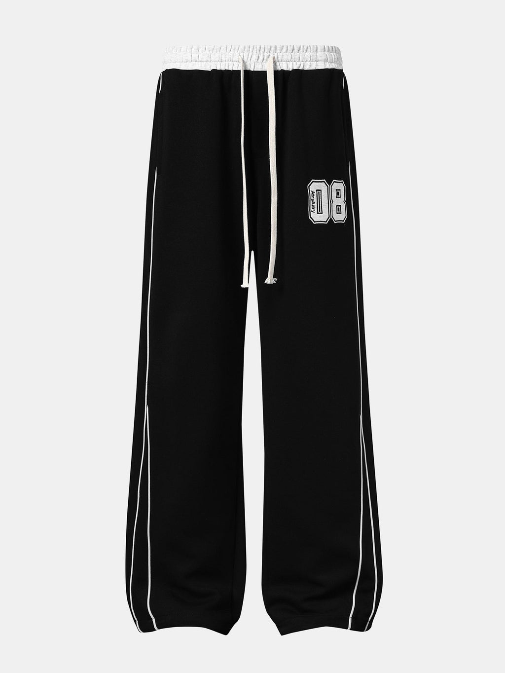 Number Print Wide-Leg Baggy Sweatpants