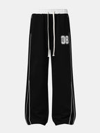 Number Print Wide-Leg Baggy Sweatpants