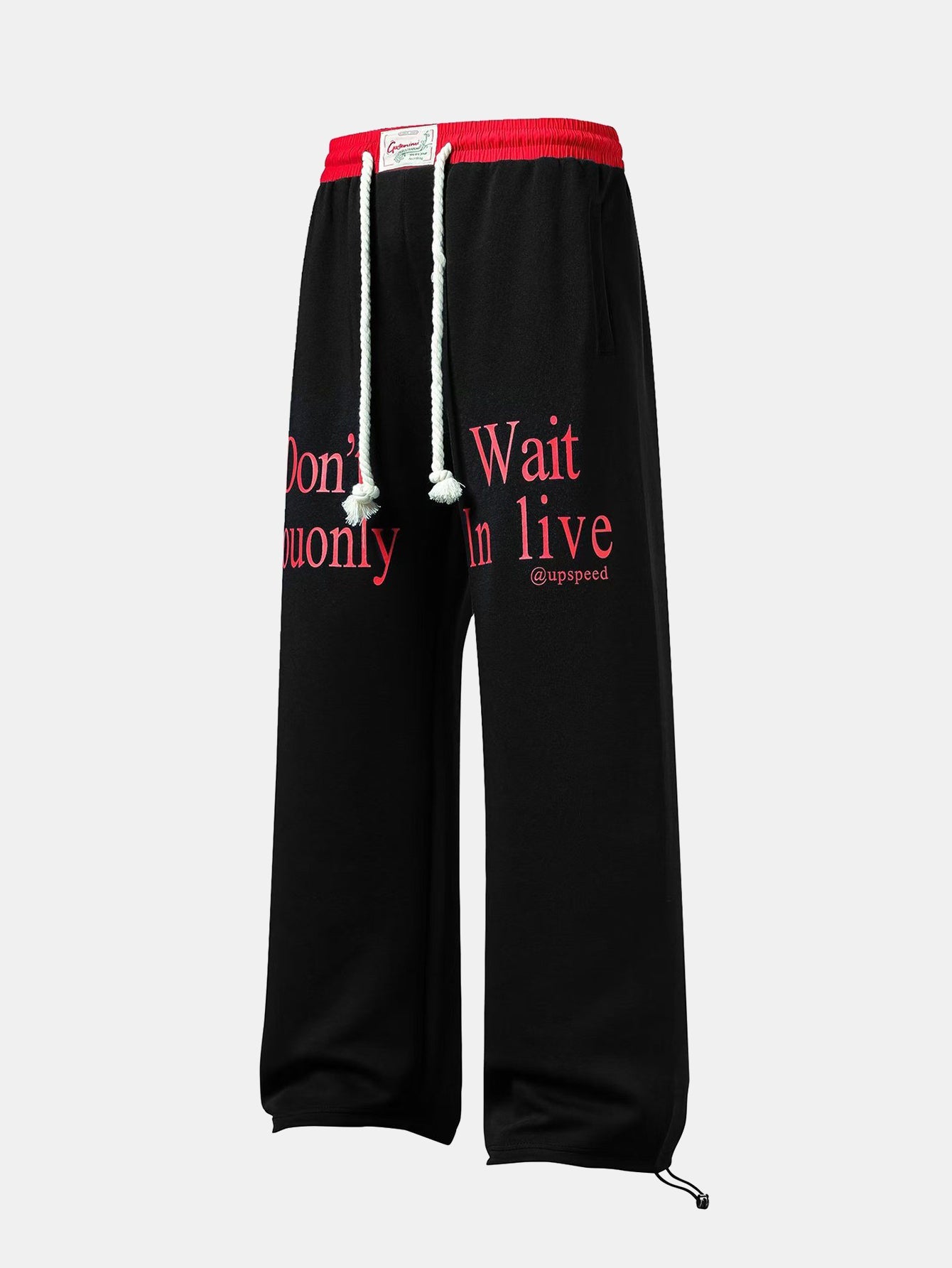 Slogan Print Straight Leg Baggy Sweatpants