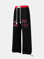 Slogan Print Straight Leg Baggy Sweatpants