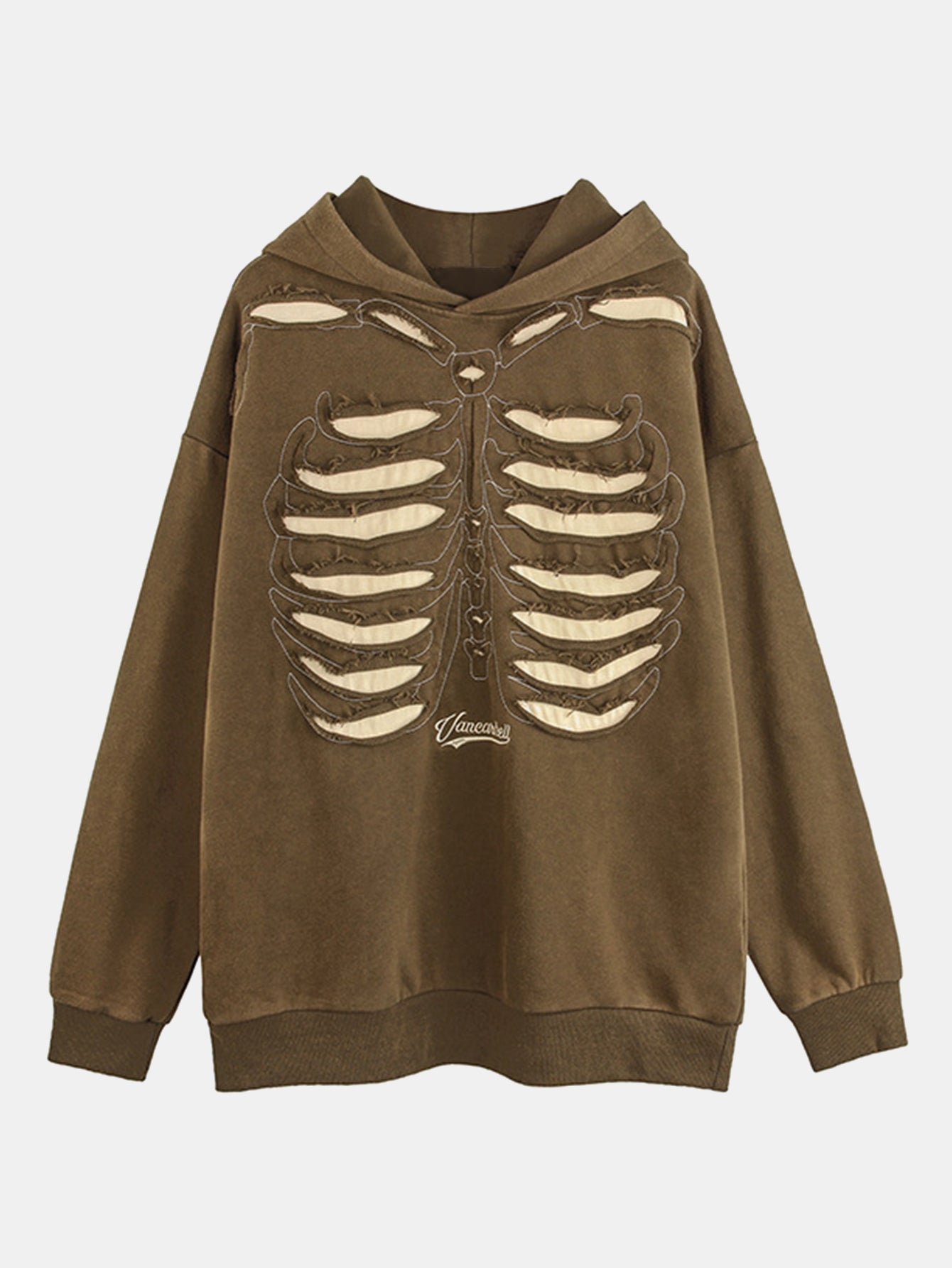 Oversize Skeleton Washed Distressed Hoodie