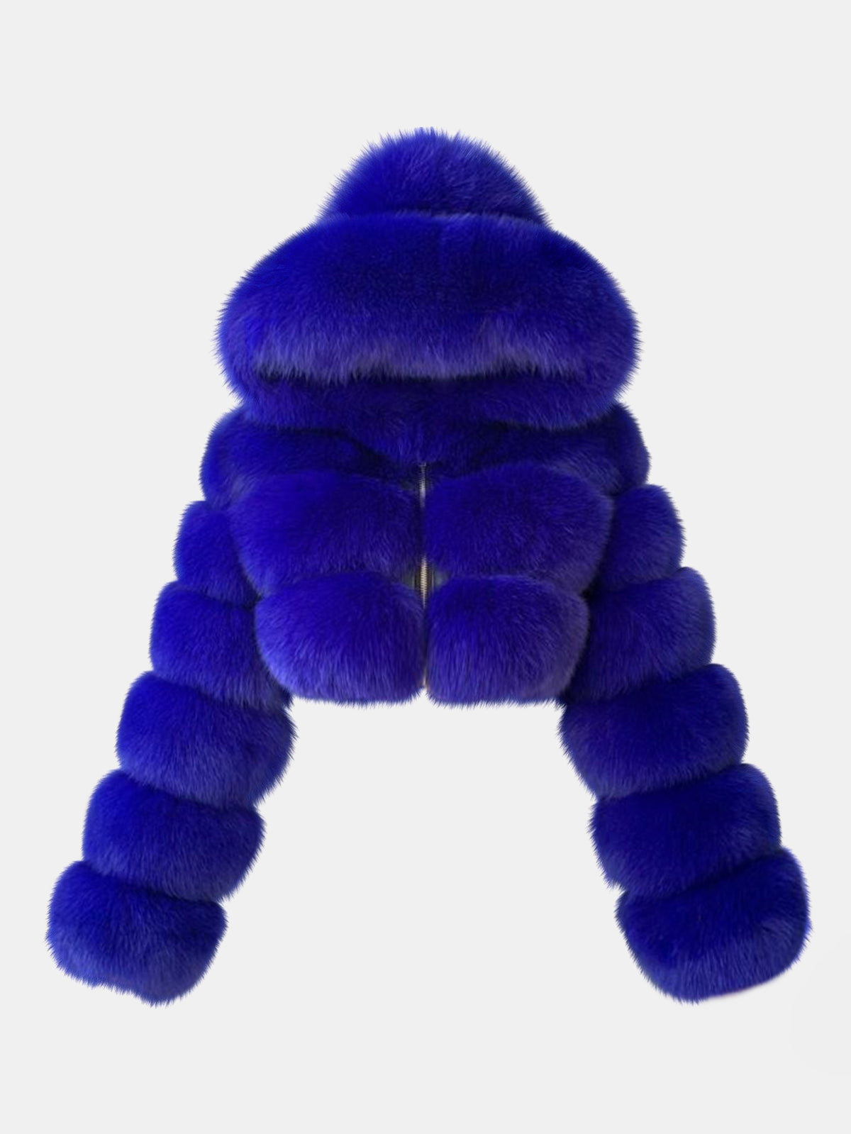 Faux Fox Fur Cropped Hooded Plush Jacket