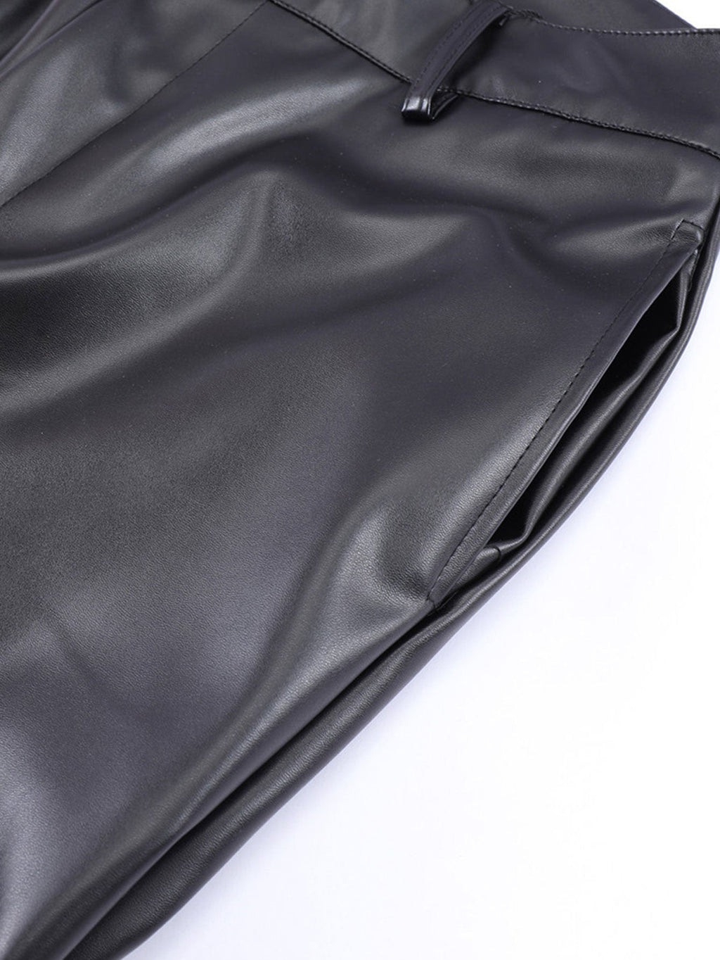 Ruched PU Leather Pants