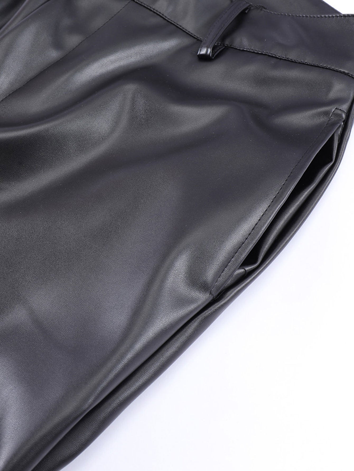 Ruched PU Leather Pants