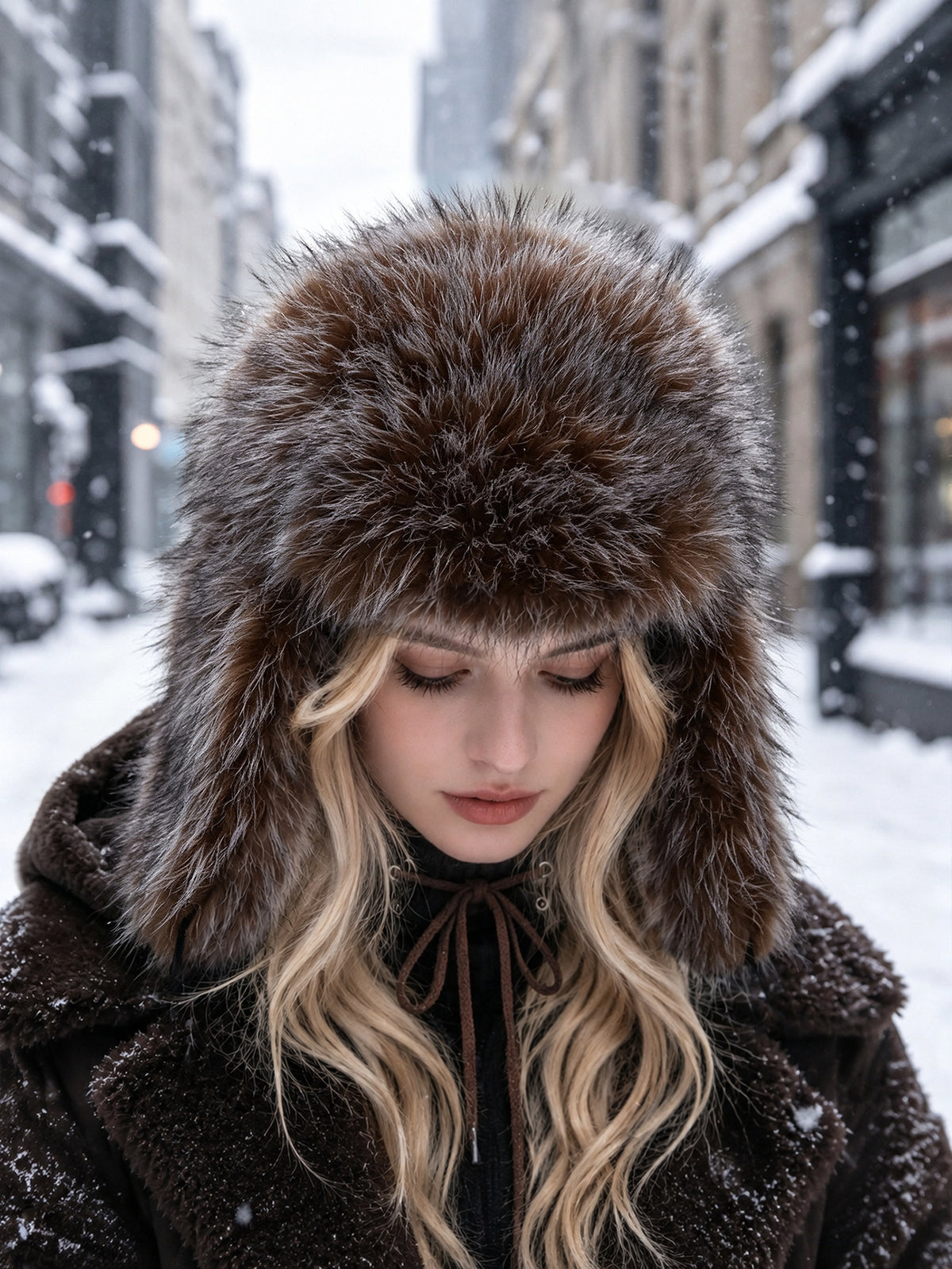 Thick Plush Faux Fur Trapper Hat Aviator Hat