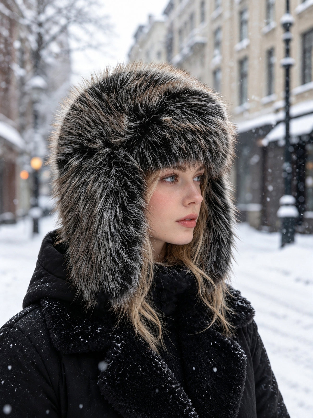 Thick Plush Faux Fur Trapper Hat Aviator Hat