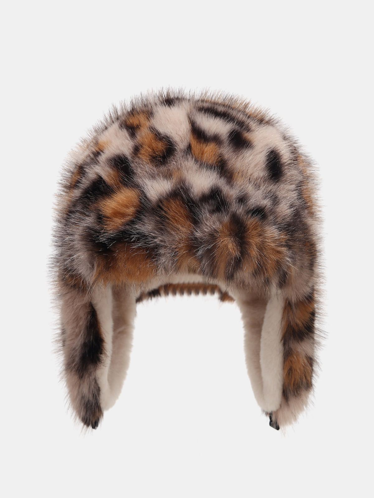 Leopard Print Faux Fur Trapper Hat Thick Plush Earflap Aviator Hat