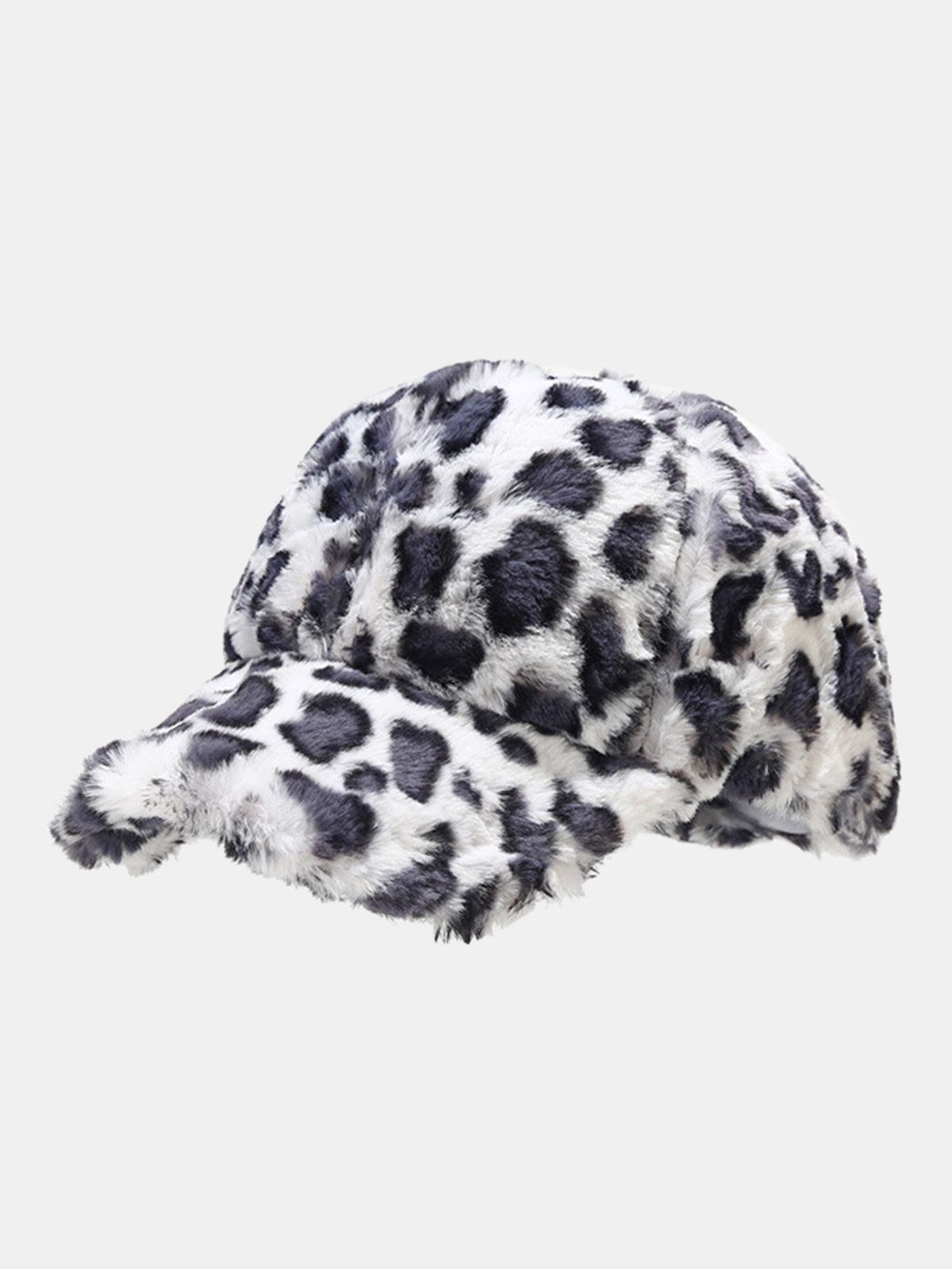 Fuzzy Fluffy Faux Fur Leopard Print Baseball Cap