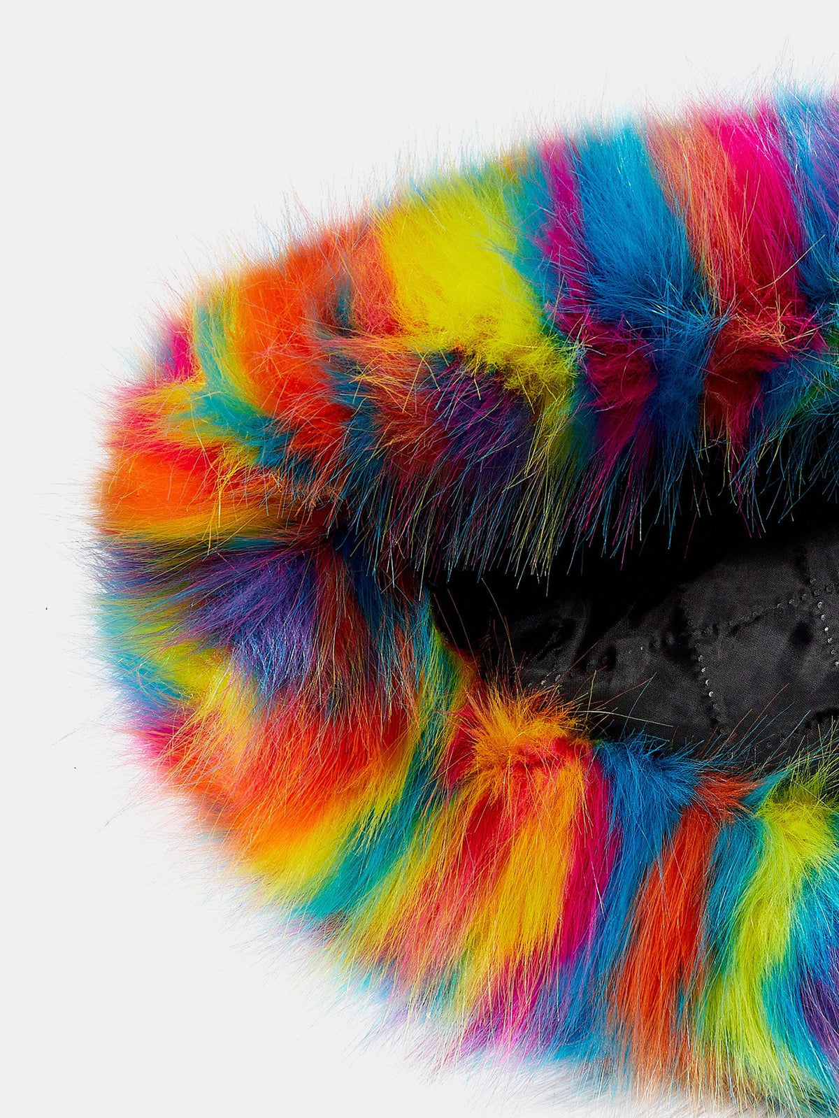 Color Block Faux Fur Fluffy Bucket Hat Wide Brim