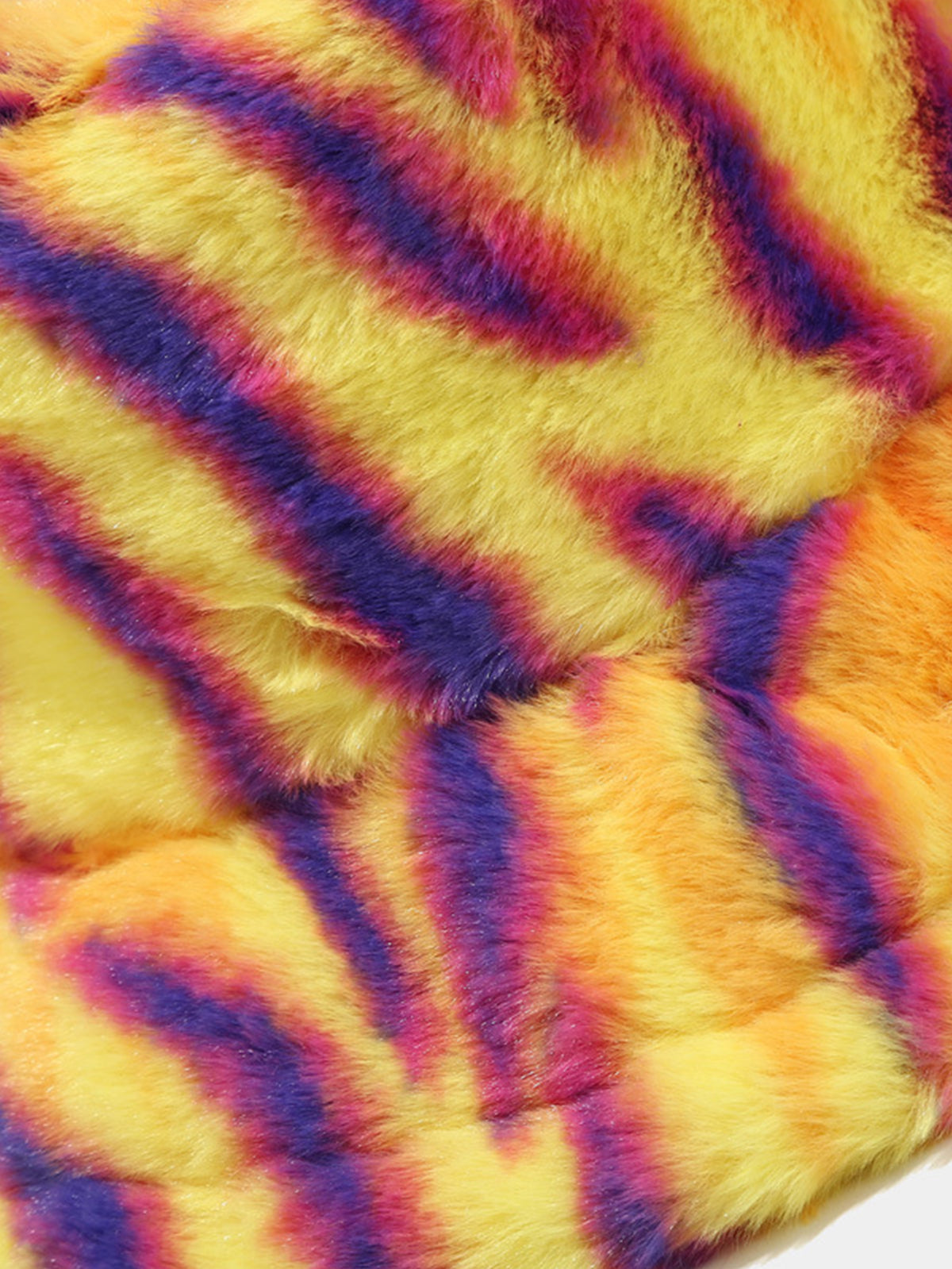 Faux Fur Tiger Striped Bucket Hat, Fluffy Plush Fisherman Hat