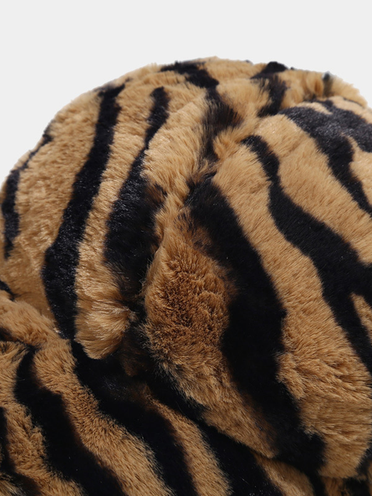 Fuzzy Fluffy Faux Fur Zebra Tiger Print Baseball Cap