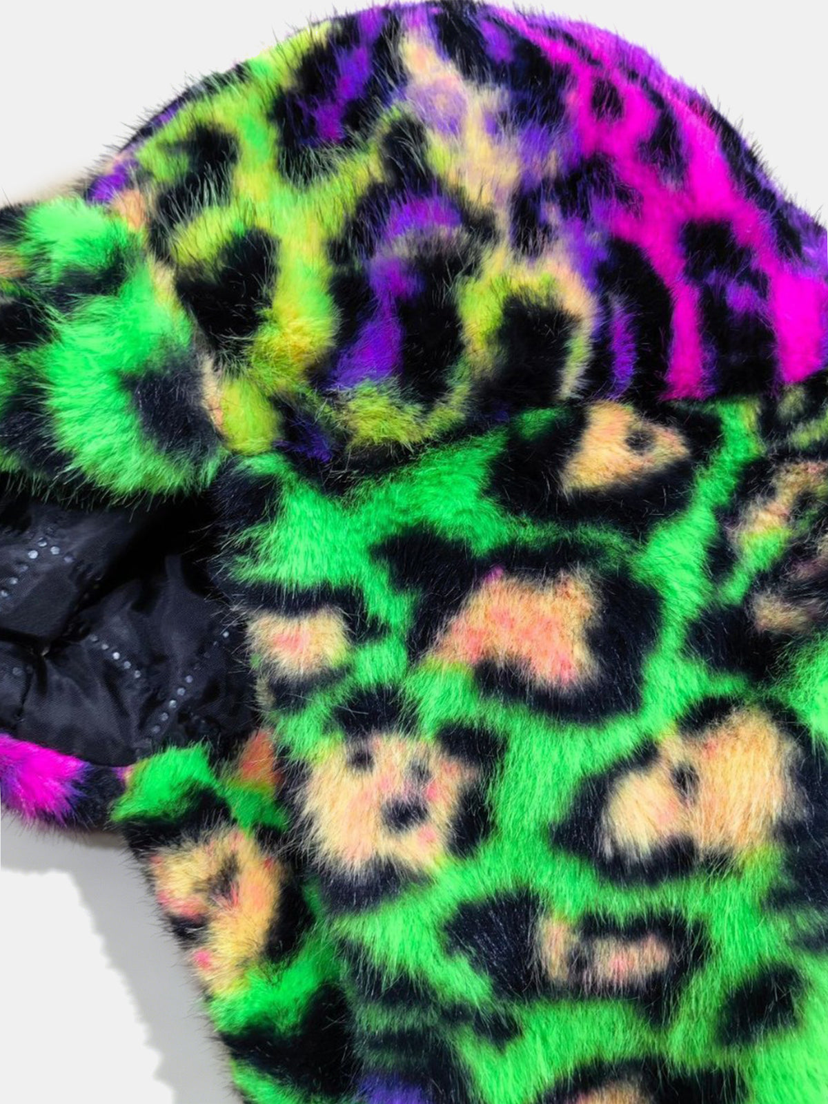 Y2K Colorful Leopard Faux Fur Trapper Hat Fluffy Winter Earflap Hat For Rave Party