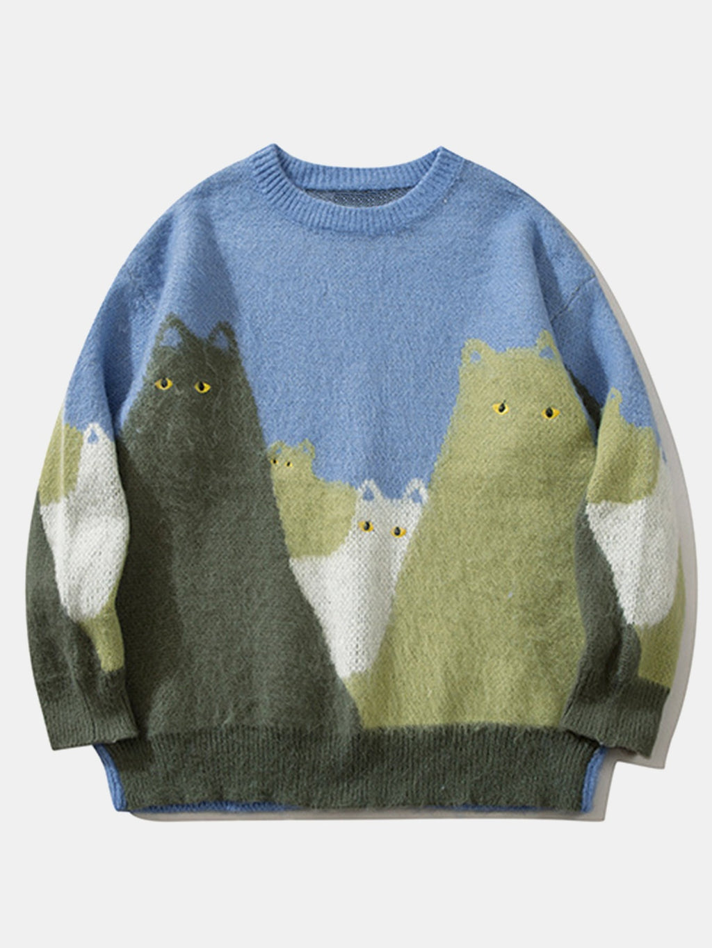 Cat Print Knit Sweater
