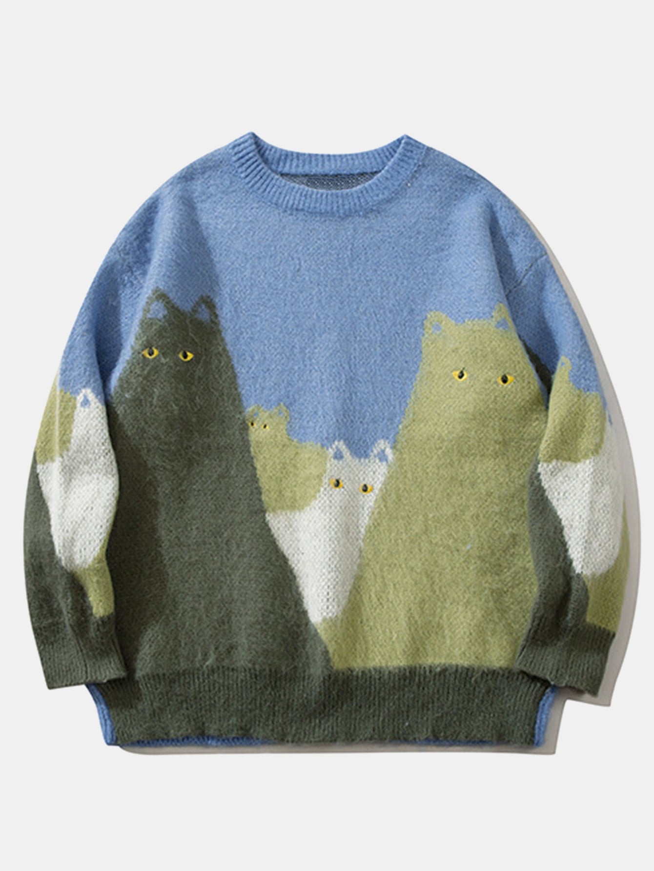 Cat Print Knit Sweater