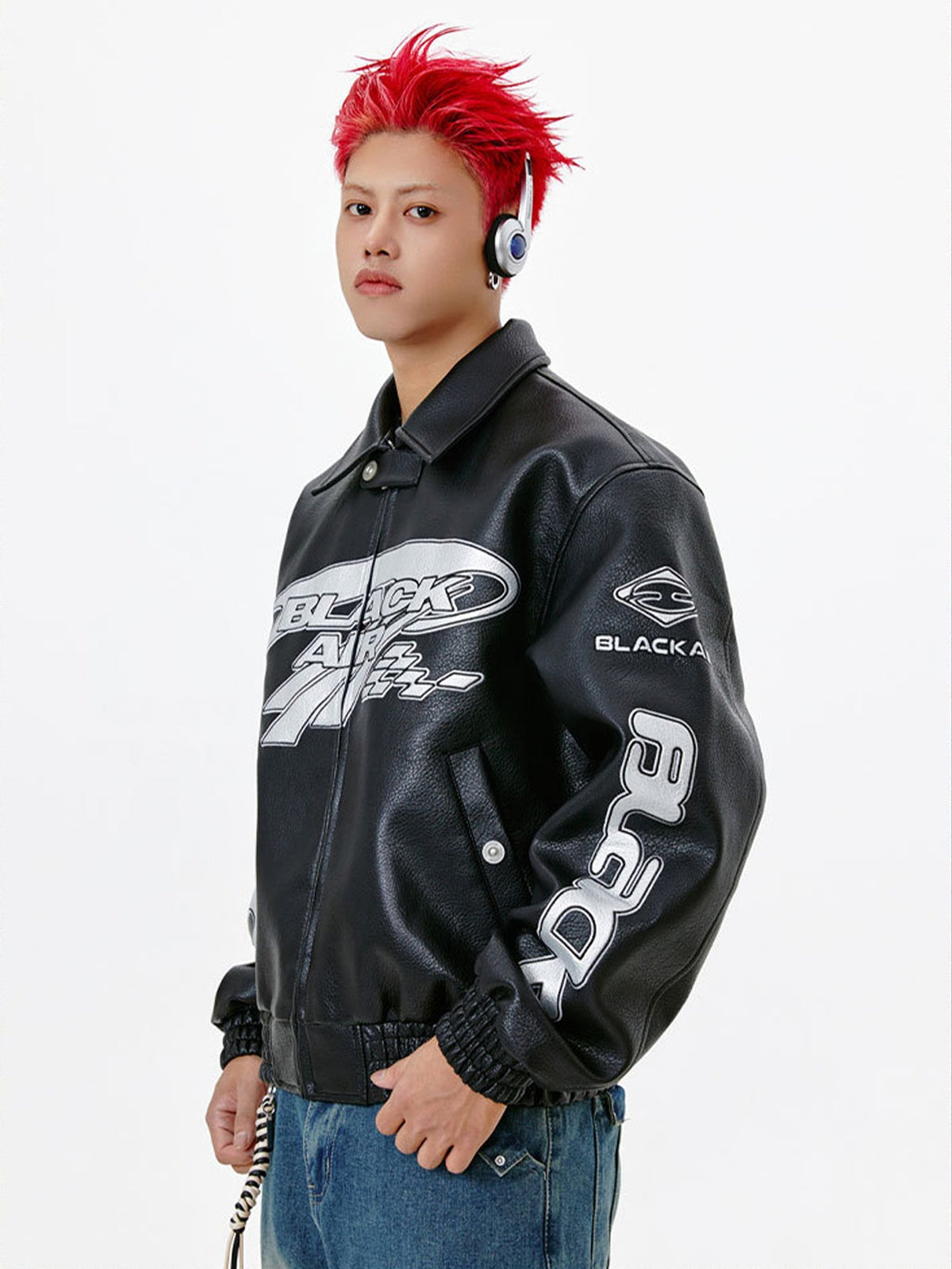 Black Air Techwear Leather Jacket