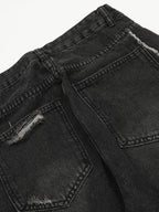Washed Distressed Baggy Denim Cargo Pants