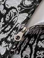Distressed Cross Print Zipper Hoodie