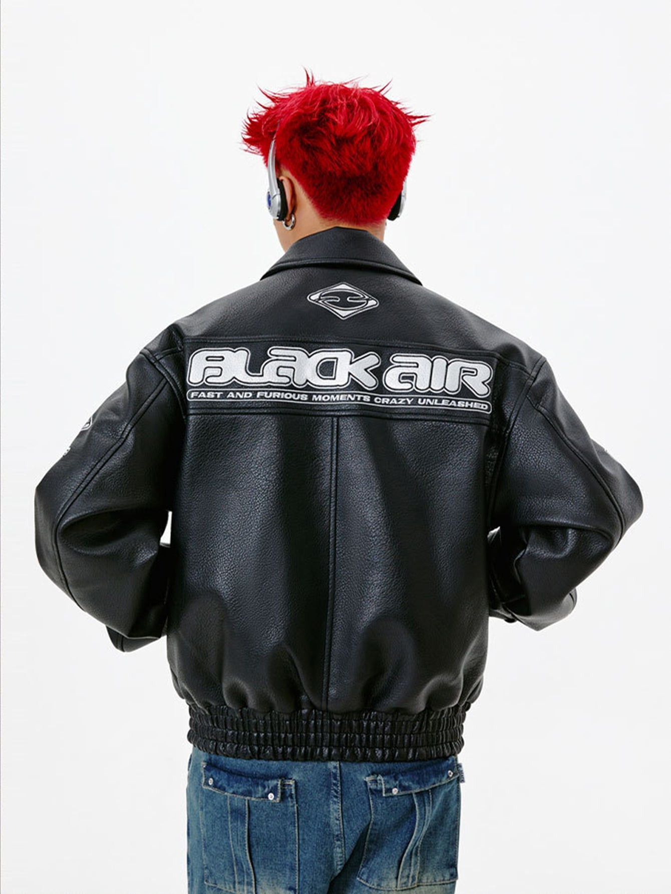 Black Air Techwear Leather Jacket