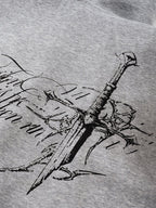 Distressed Cross Print Zipper Hoodie