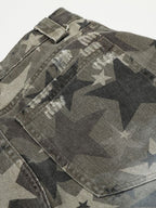 Camouflage Star Print Wide Leg Baggy Pants