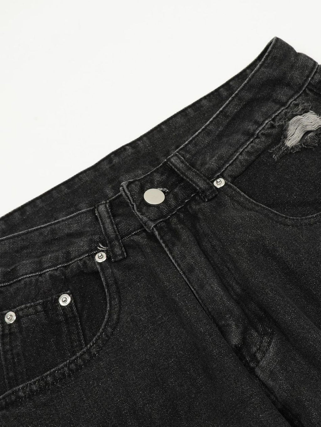 Washed Distressed Baggy Denim Cargo Pants