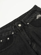 Washed Distressed Baggy Denim Cargo Pants