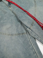 Washed Distressed Denim Baggy Pants