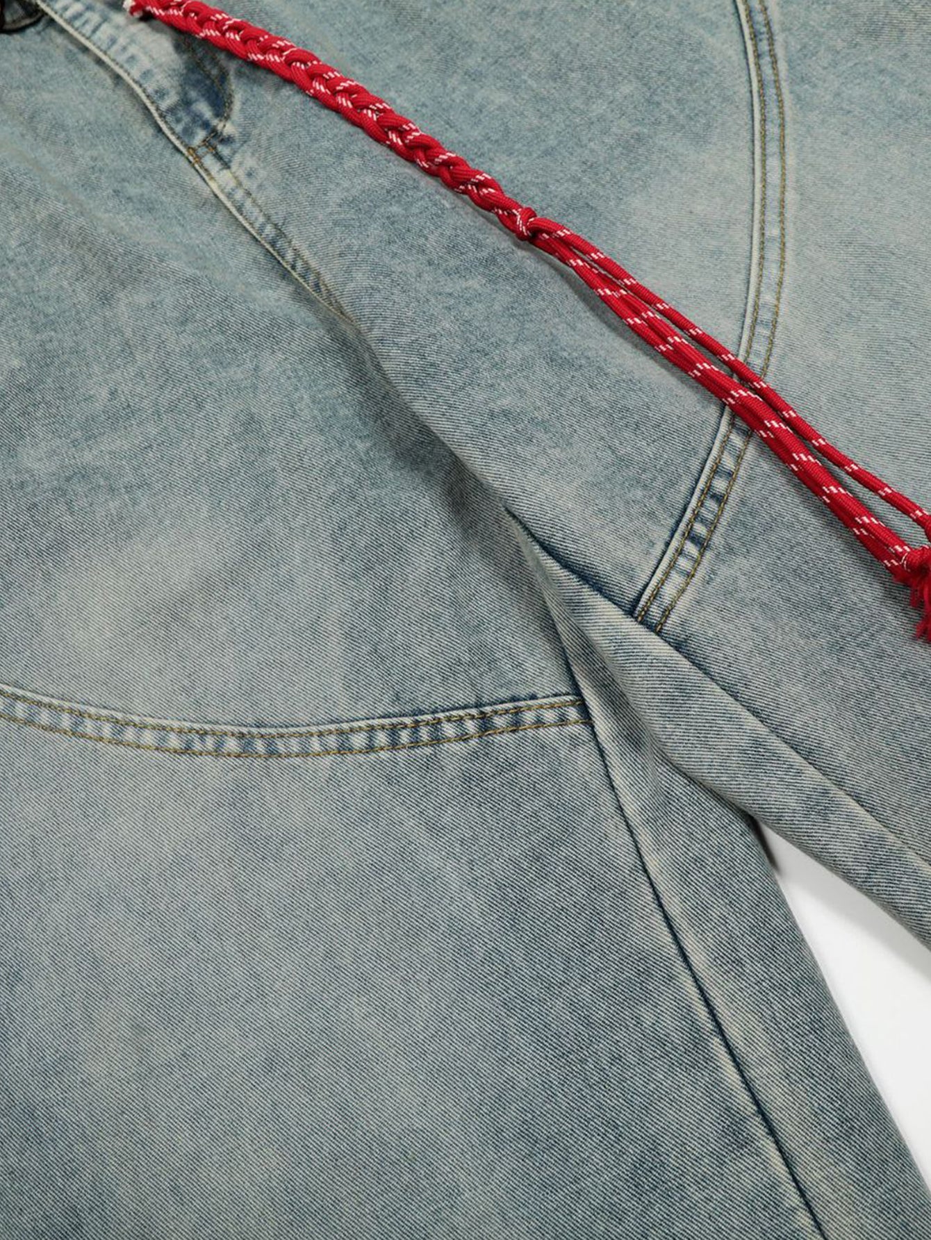 Washed Distressed Denim Baggy Pants