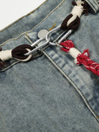 Washed Distressed Denim Baggy Pants