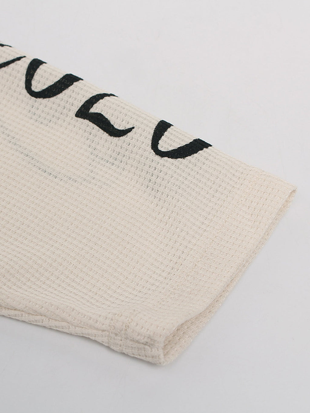 Oversize Slogan Print Waffle T-Shirt