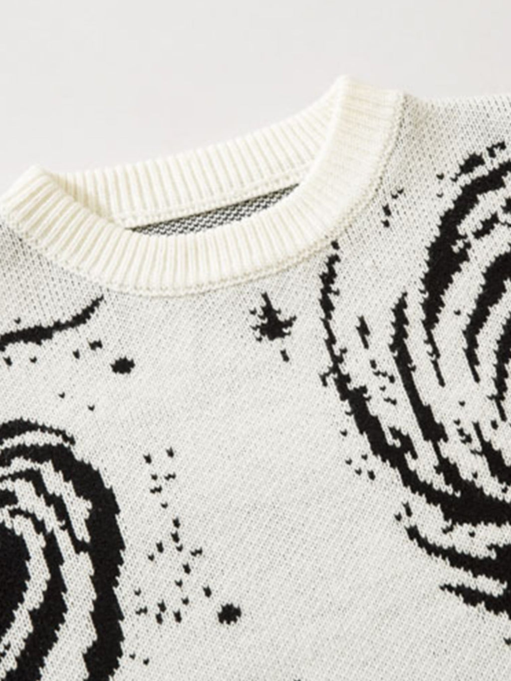 Retro Swirl Printed Distressed Knit Sweater