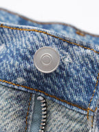 Rhinestone Washed Distressed Denim Wide-Leg Baggy Pants