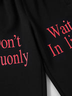 Slogan Print Straight Leg Baggy Sweatpants